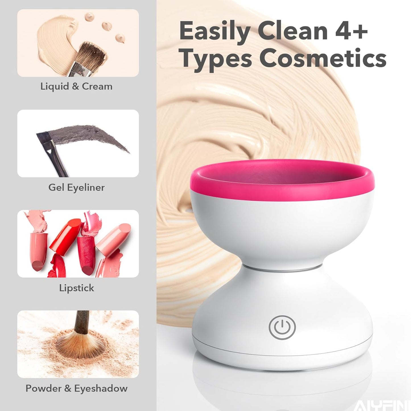 Makeup Brush Cleaner Machine-Professional Electric Make up Brushes Cleaner Cleanser Solution for Kabuki Foundation Liquid Powder Face Makeup Self Tanner Brush,Gifts for Women Stocking Stuffers | Professional Make up Brush Cleaner Cleanser Machine, Silicone Ridges Easily Remove Makeup Residue, Use with Brush Solution