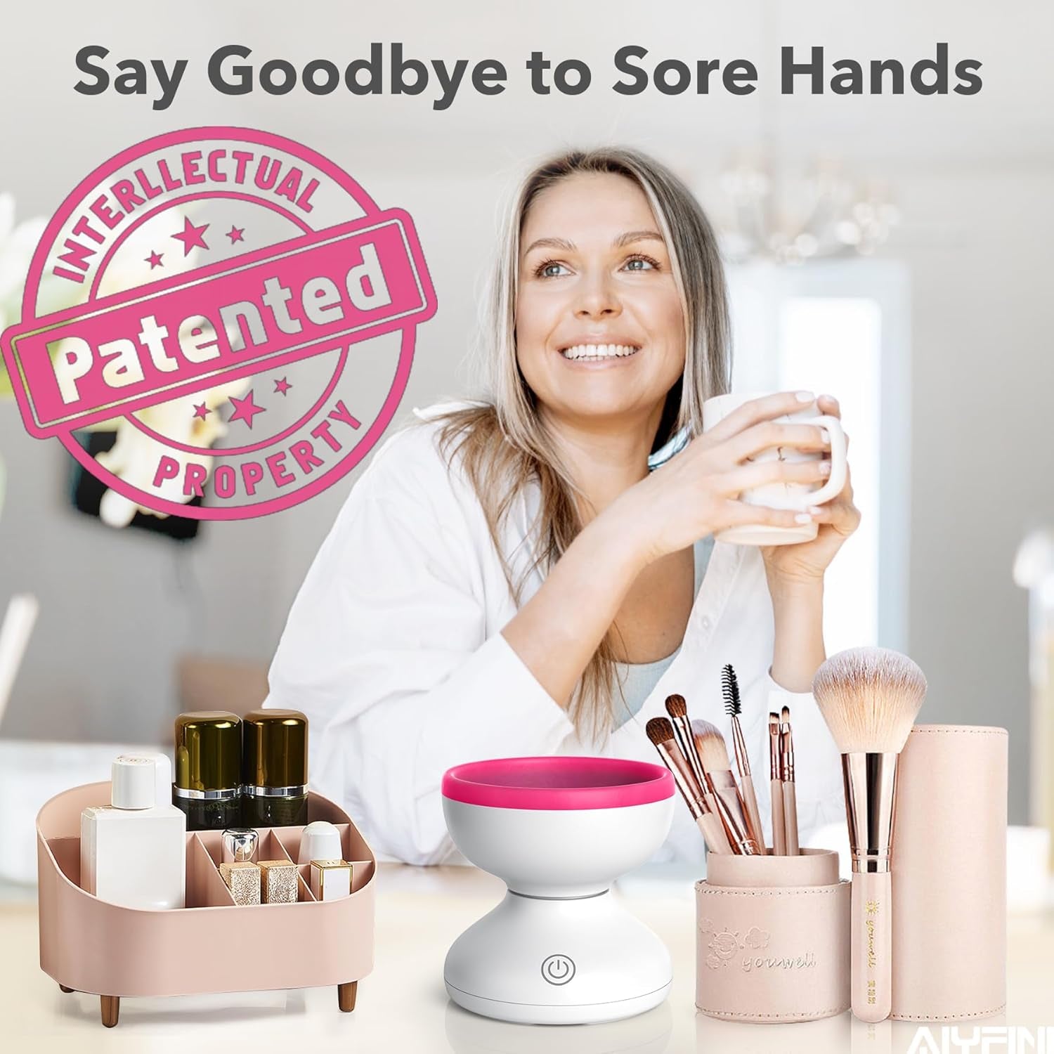 Makeup Brush Cleaner Machine-Professional Electric Make up Brushes Cleaner Cleanser Solution for Kabuki Foundation Liquid Powder Face Makeup Self Tanner Brush,Gifts for Women Stocking Stuffers | Professional Make up Brush Cleaner Cleanser Machine, Silicone Ridges Easily Remove Makeup Residue, Use with Brush Solution