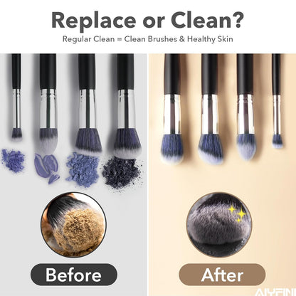 Makeup Brush Cleaner Machine-Professional Electric Make up Brushes Cleaner Cleanser Solution for Kabuki Foundation Liquid Powder Face Makeup Self Tanner Brush,Gifts for Women Stocking Stuffers | Professional Make up Brush Cleaner Cleanser Machine, Silicone Ridges Easily Remove Makeup Residue, Use with Brush Solution