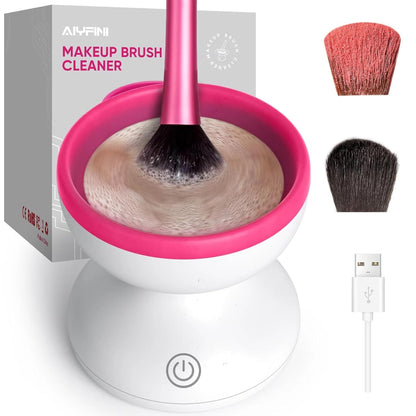 Makeup Brush Cleaner Machine-Professional Electric Make up Brushes Cleaner Cleanser Solution for Kabuki Foundation Liquid Powder Face Makeup Self Tanner Brush,Gifts for Women Stocking Stuffers | Professional Make up Brush Cleaner Cleanser Machine, Silicone Ridges Easily Remove Makeup Residue, Use with Brush Solution