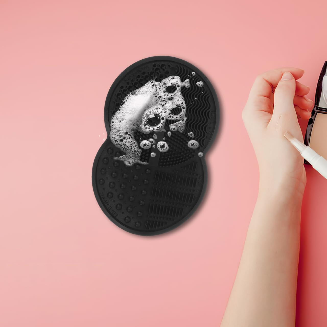 Makeup Brush Cleaner Makeup Tool Cleaner Pad Cleaner Mat for Makeup Tools Makeup Tool Cleaning Pad Cleaner Mat for Makeup Brush Make up Cleaning Bowl, 16.80X10.80X0.80CM, Black