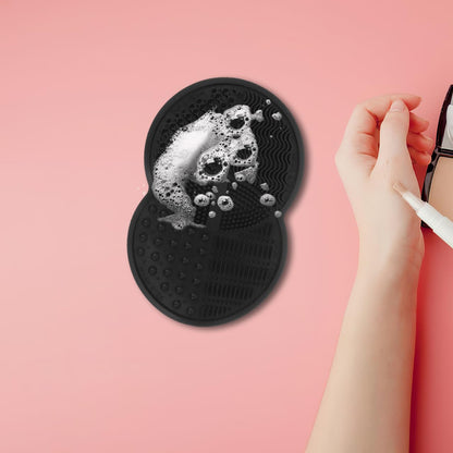 Makeup Brush Cleaner Makeup Tool Cleaner Pad Cleaner Mat for Makeup Tools Makeup Tool Cleaning Pad Cleaner Mat for Makeup Brush Make up Cleaning Bowl, 16.80X10.80X0.80CM, Black