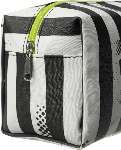 Beetlejuice Multicoloured Makeup Bag | Women'S Cosmetic Pouch with Stripe Design | Adults Beetlejuice Logo Makeup Holder