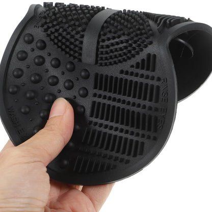 Makeup Brush Cleaner Makeup Tool Cleaner Pad Cleaner Mat for Makeup Tools Makeup Tool Cleaning Pad Cleaner Mat for Makeup Brush Make up Cleaning Bowl, 16.80X10.80X0.80CM, Black
