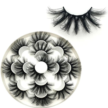 False Eyelashes 25Mm Lashes Wispy Long 8D Mink Lashes Dramatic Volume Fluff Eye Lashes Pack for Women 7Pairs Soft Reusable Fake Eyelashes