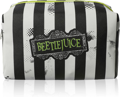 Beetlejuice Multicoloured Makeup Bag | Women'S Cosmetic Pouch with Stripe Design | Adults Beetlejuice Logo Makeup Holder